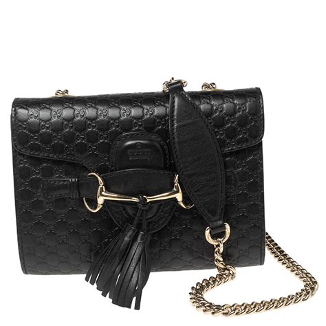 GUCCI Microguccissima Mini Emily Shoulder Bag Black